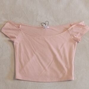 off the shoulder pink top